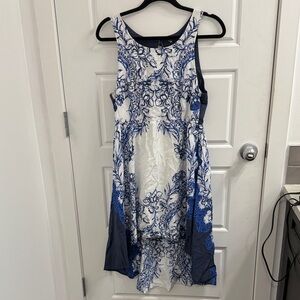 Free People Russian Plate Dress Hi-Low Hem Blue Lace‎ Back Anthropologie size S